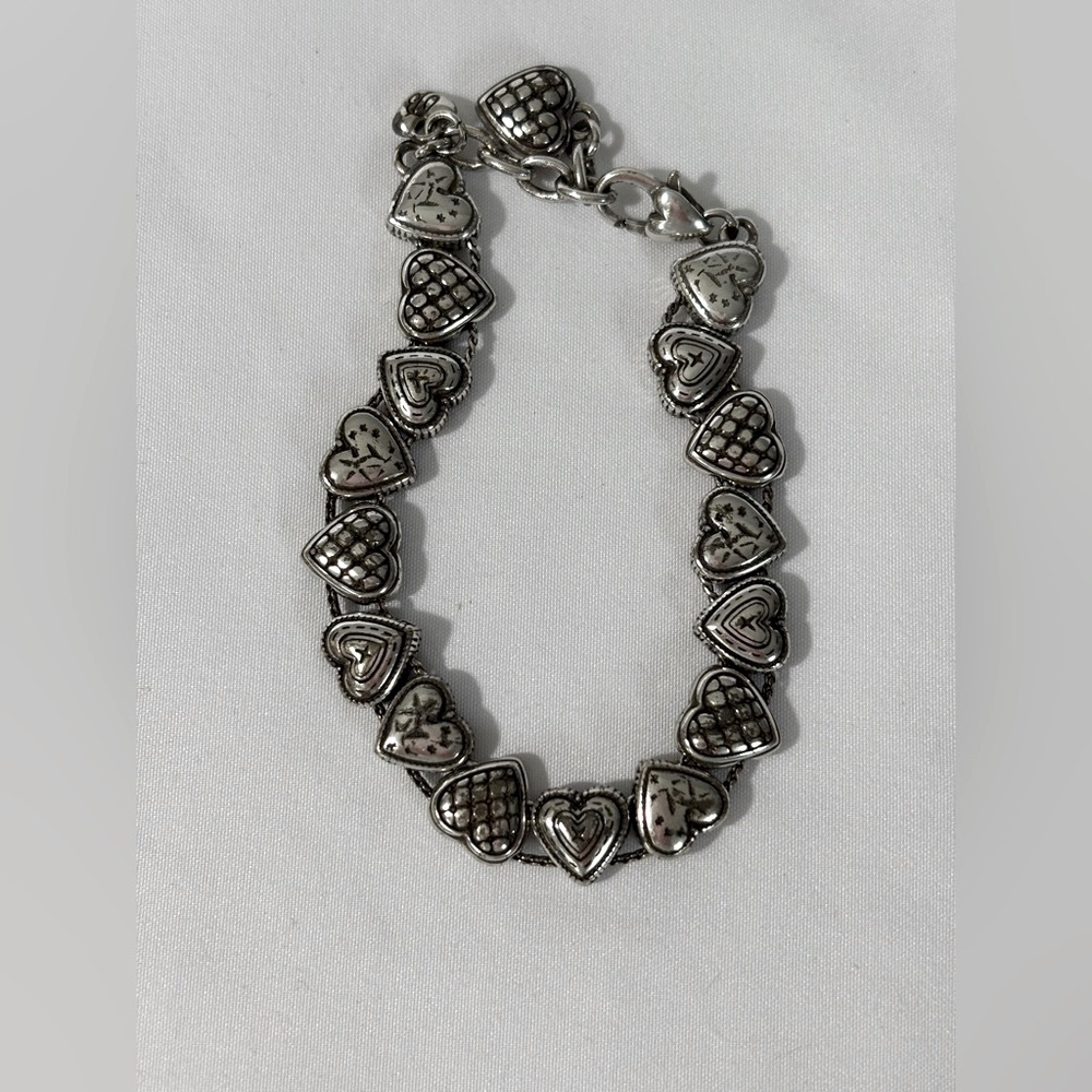 Brighton Bracelet Vintage Silver plated Intricate String of Hearts